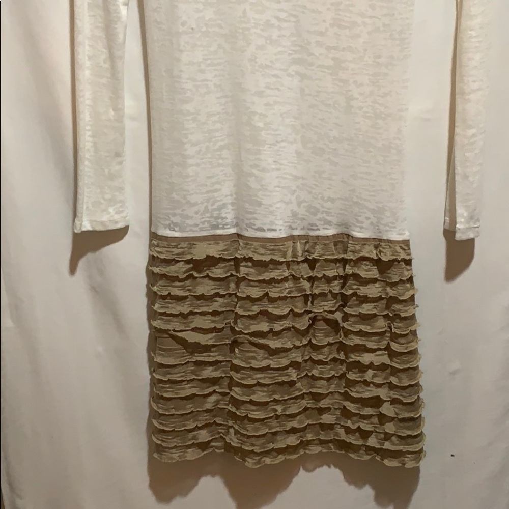 LOST PETAL LINENS dress NWT SZ SM white/tan